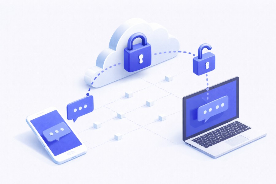 Ilustracja funkcji RetroAppSuite na landingu secure team communication pl