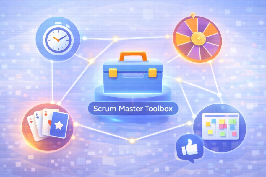 Ilustracja funkcji RetroAppSuite na landingu facilitation tools pl