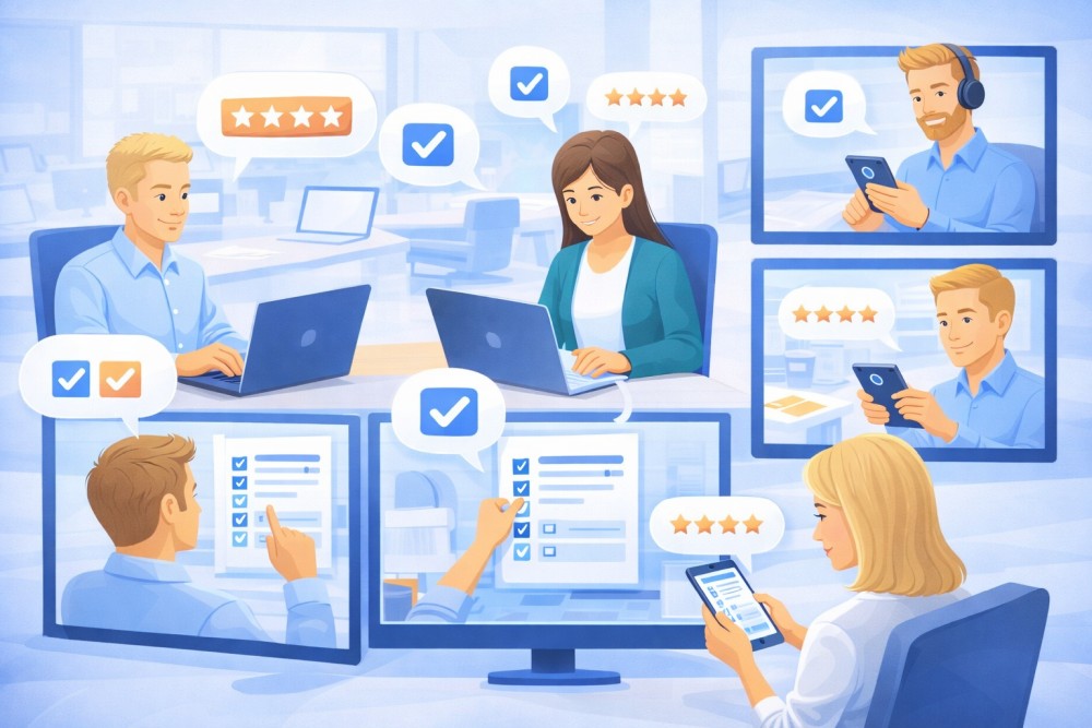 Ilustracja funkcji RetroAppSuite na landingu team feedback pl